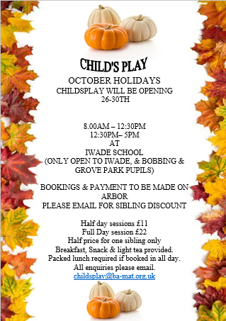 Childsplay October Half Term Poster