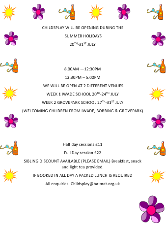 Childsplay Holiday Club Sumer 2026